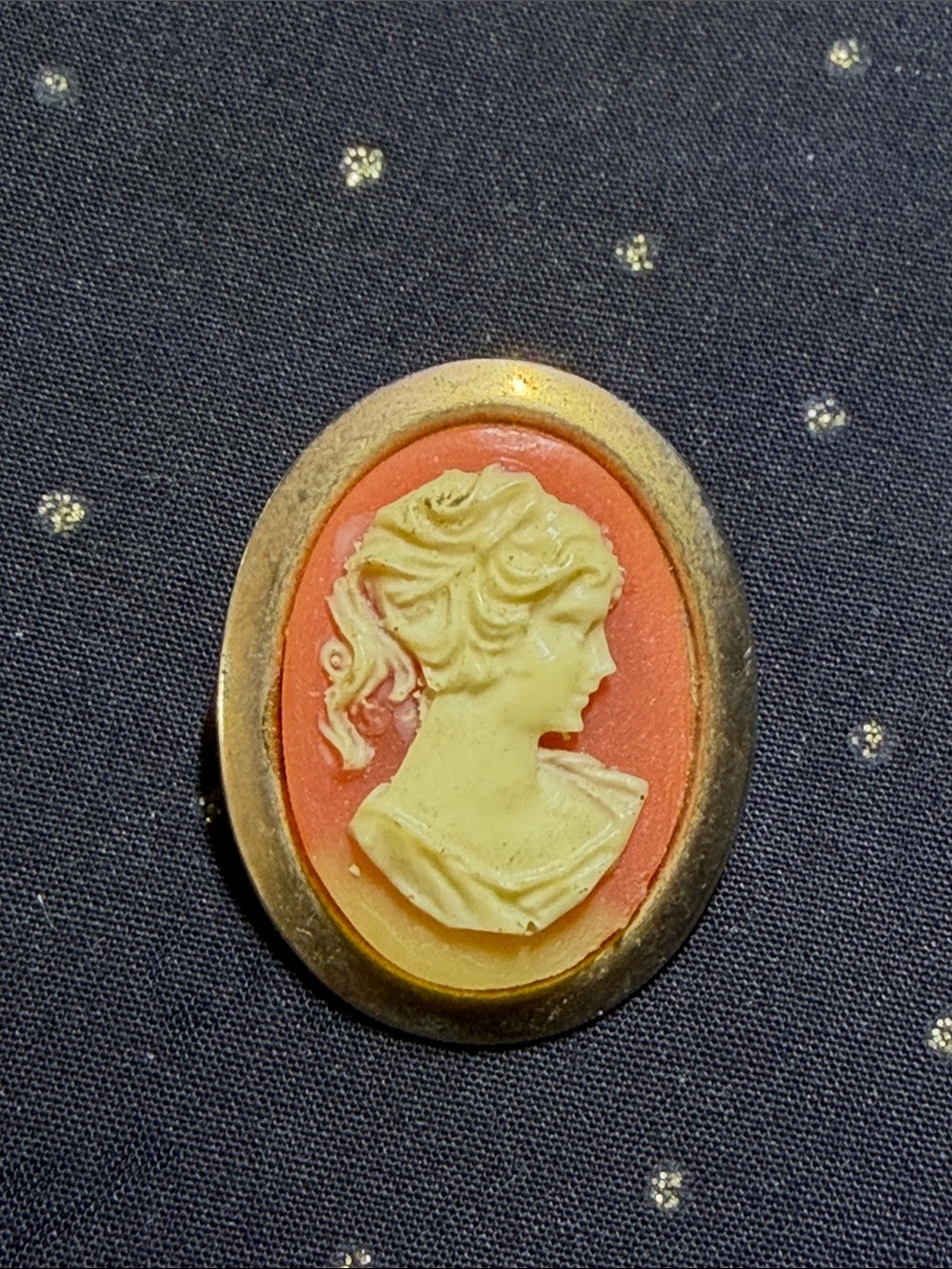 Classic Coral and Cream Cameo Brooch - Elegant Women's Jewelry